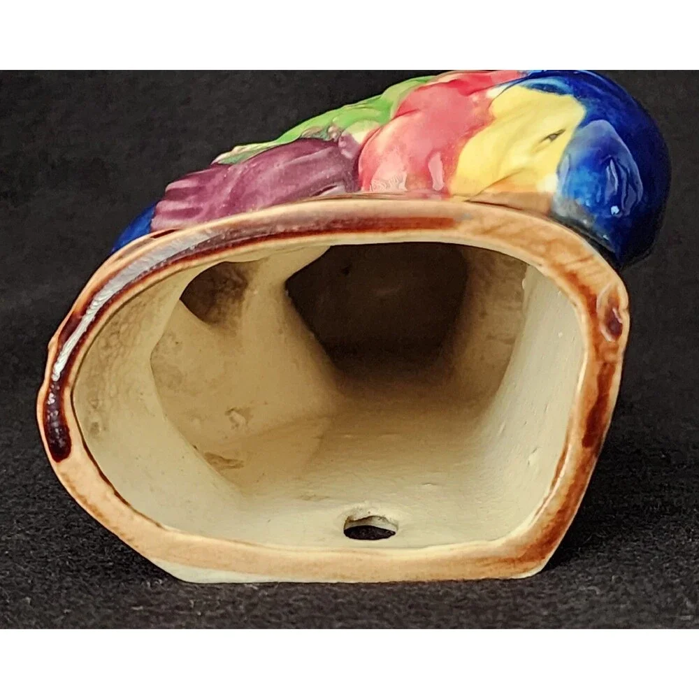 Vintage Tropical Bird Shaped Pottery Wall Pocket Planter ~ Japan